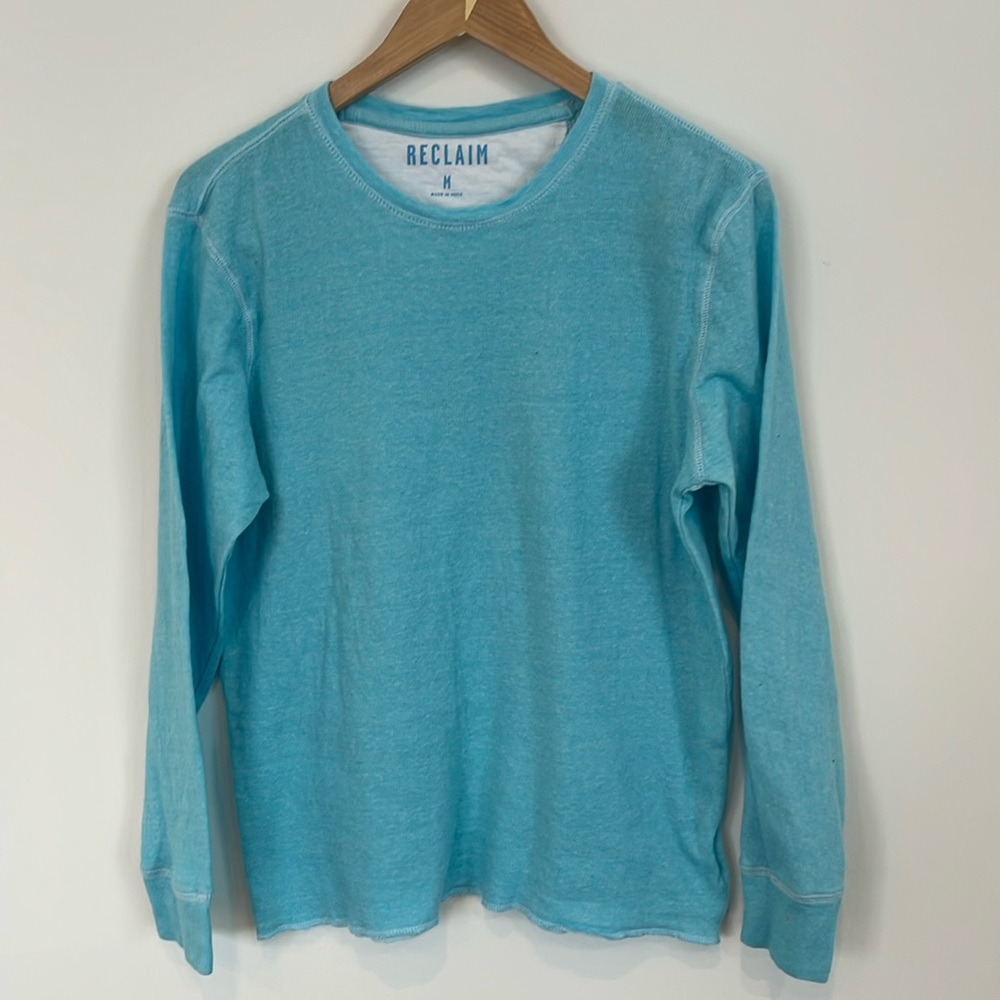 Reclaim Drop Needle Thermal Crew Neck long sleeve Men’s M 100% cotton Blue Topaz